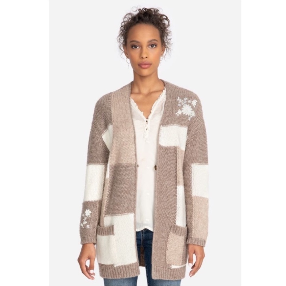 Johnny Was Patchwork Embroidered Alpaca/Wool Cardigan